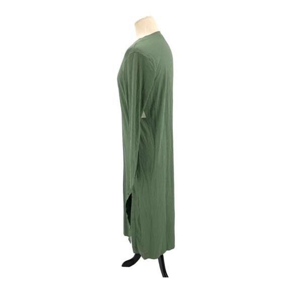 Open Edit Long Sleeve Rib Organic Cotton Blend Lounge Dress Green Size Large NWT - Picture 6 of 10